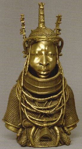A bronze statue of a king of Benin (present-day Nigeria)