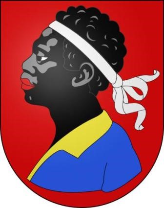 The Moor head with white headband, symbol of the city of Avenches in current Switzerland, city formerly called Aventicum during the Roman era.