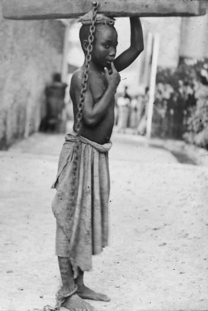 Child slave in the Tanzanian island of Zanzibar, dominated at the time by the Arabs of Oman, in 1890