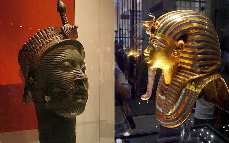 A snake on the forehead of a Yoruba-Edo chief (of current Nigeria) & snake on the forehead of Pharaoh Tutankhamen