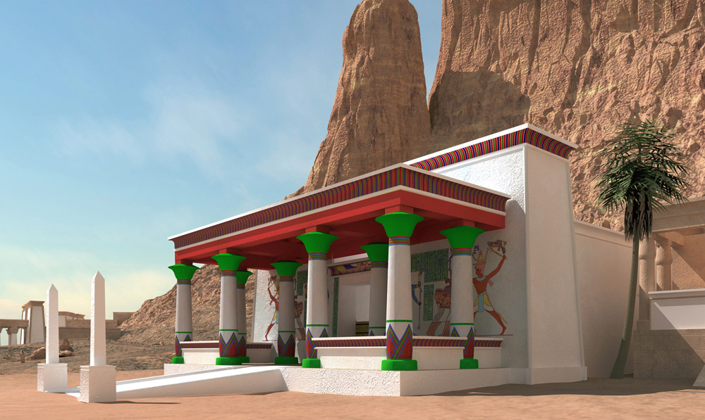Temple de Dieu au pied du Gebel Barkal, Soudan.  Construit par Taharqa Reconstitution de Learning Sites, Inc