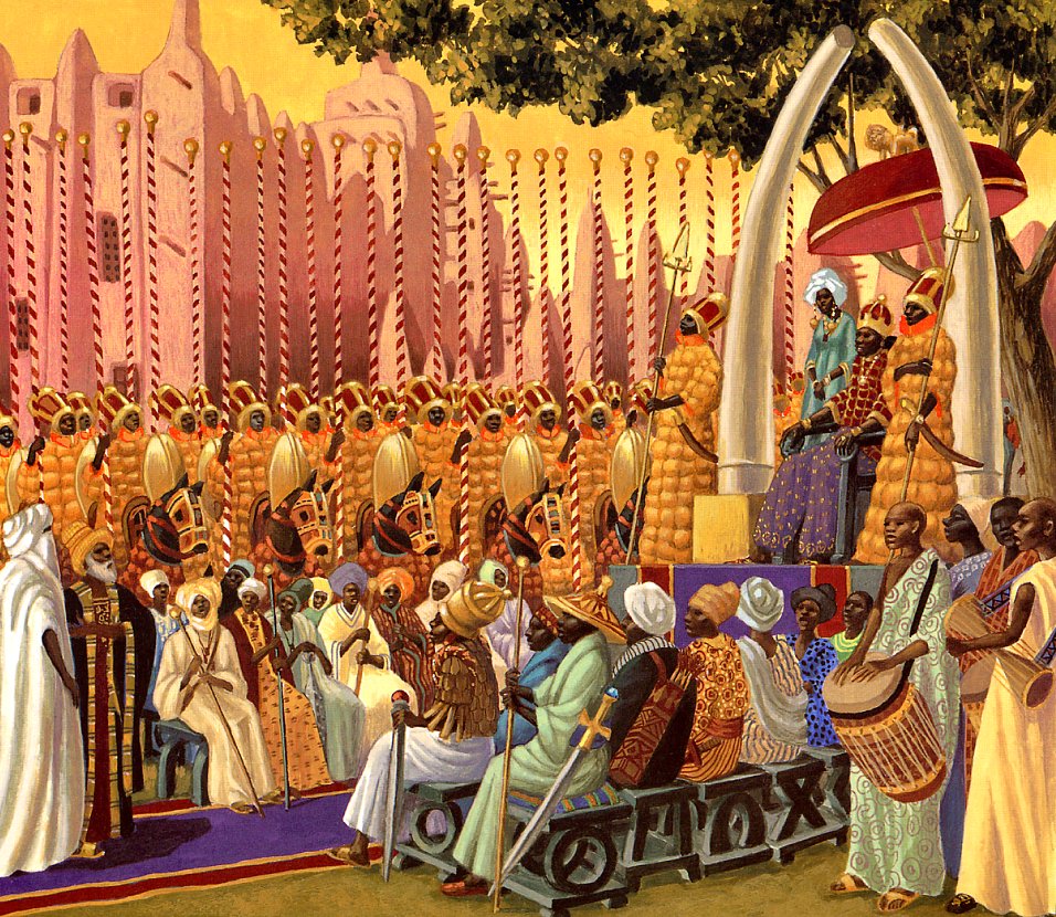 Mansa Kankan Musa; illustration by Kephra Burns, edited by Leo and Diane Dillon