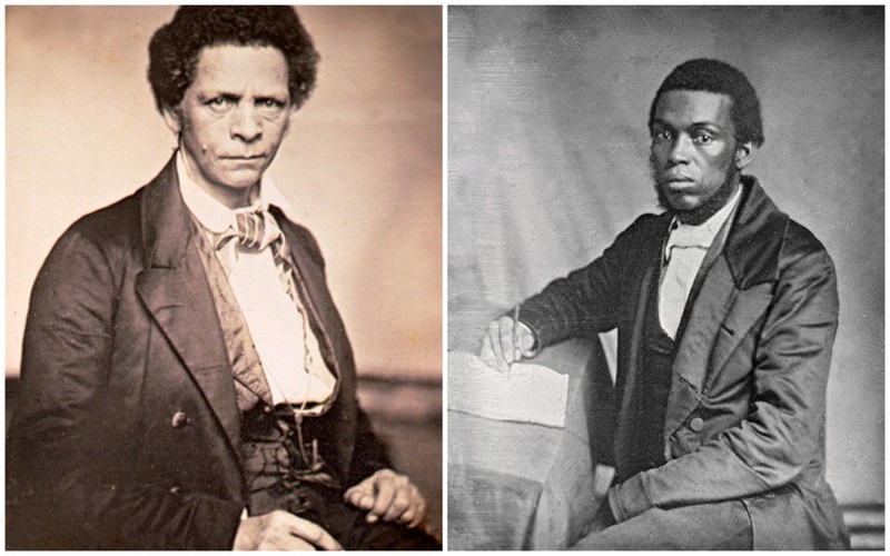Gauche : Joseph Jenkins Roberts, né libre aux Etats Unis, premier président du Liberia en 1848 Droite : James Skivring Smith, né libre dans aux USA, 6e président du Liberia en 1871