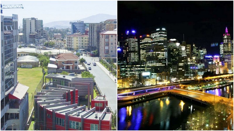 L'Ethiopie comme le Nigéria sont des économies en plein boom. Mais beaucoup ne profitent pas de ce développement. Les bidonvilles et les régions pauvres contrastent toujours avec les quartiers flambant neuf d'Addis Abeba ou de Lagos C'est cela qui crée de la frustration économique Addis Abeba à gauche, Lagos à droite