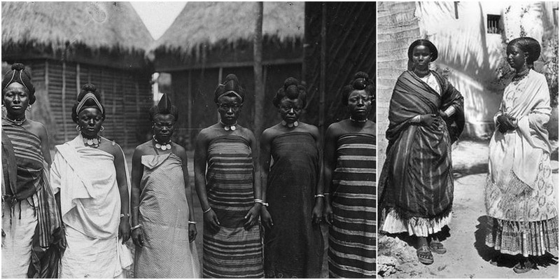 A gauche femmes Bamoun, Cameroun A droite femmes Somali Début du 20e siècle 