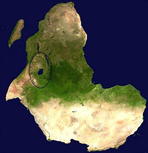 This is how our ancestors were perceiving the continent. You can see where the Great Lakes region (surrounded area) is located. If we are to represent our continent as it should be, here is how we must do it.