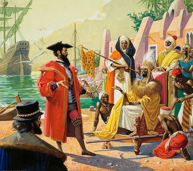 Illustration of the arrival of Europeans in Africa Unknown author
